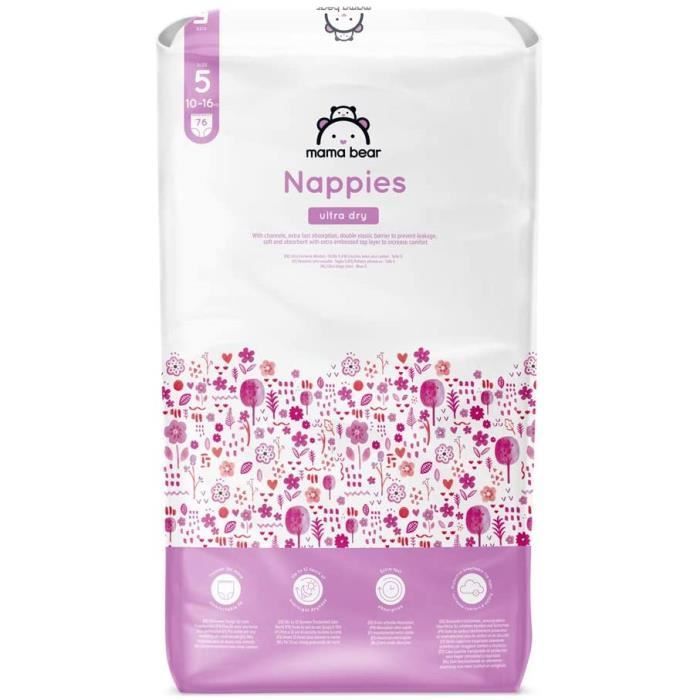 Fraldas para Bebê Mama Bear Brand - 152 Unidades Ultra Absorventes - Tamanho 5 (10-16 kg) - Nova Versão - 5400606983458