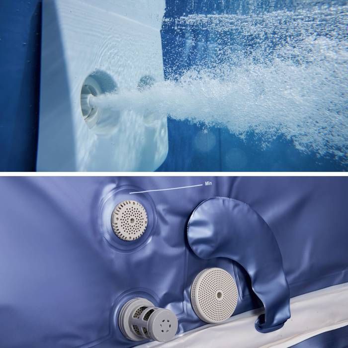 Spa rigide 6 places carré bleu hydromassages, 4 coussins + bâche incluse OSLO SAPPHIRE