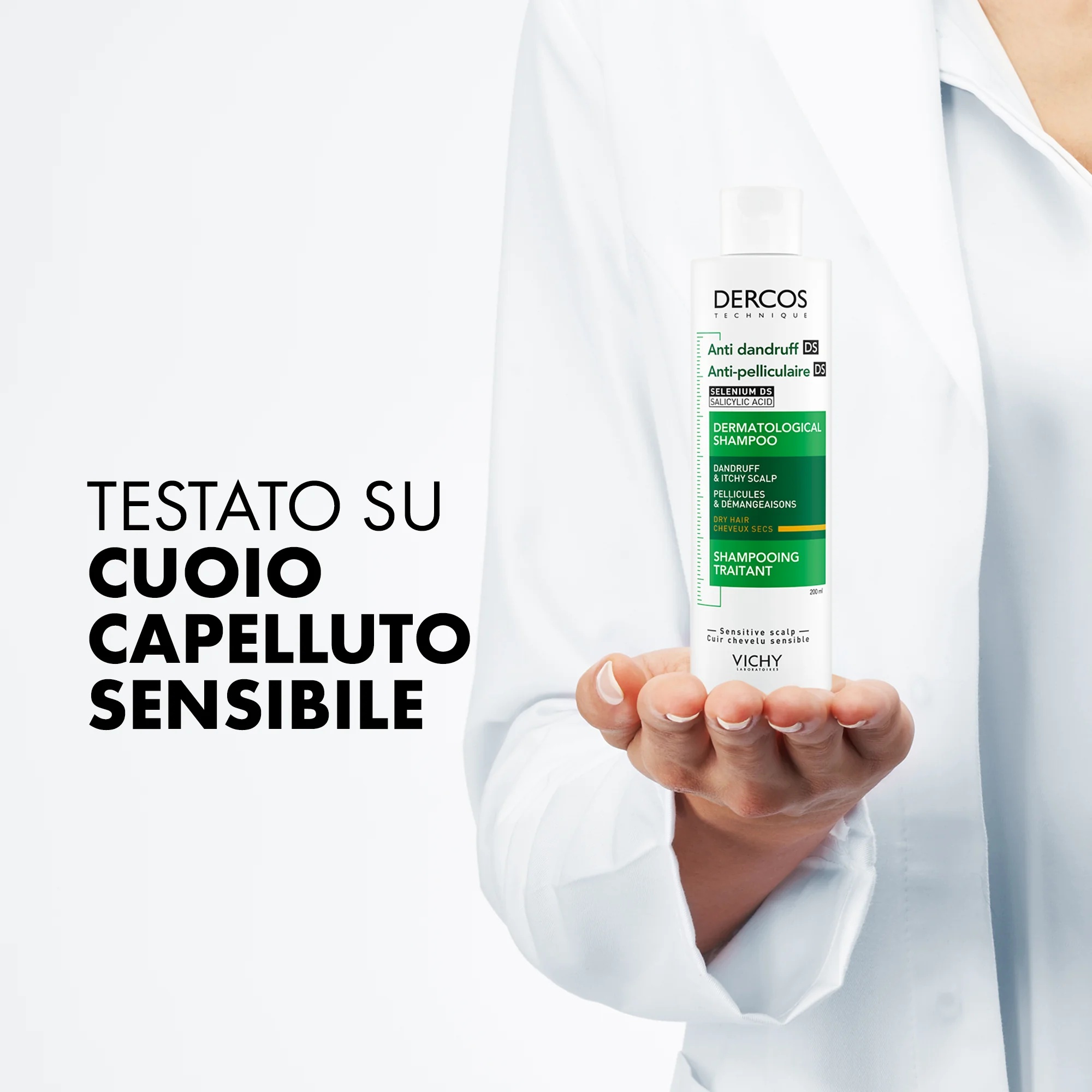 Vichy Dercos Shampoo Anticaspa 200 ml para cabelos secos