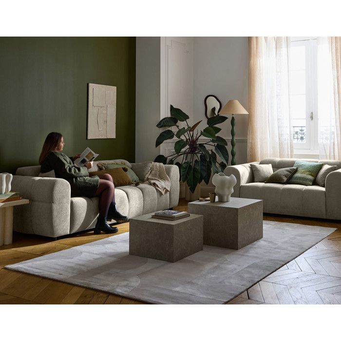 Ray – 3-Sitzer-Sofa mit gerader Sitzfläche in strukturiertem Stoff – Grau