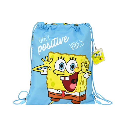  Safta Saco Plano Junior De Bob Esponja Positive Vibes, 260 x 340 mm, Azul Claro/Amarillo