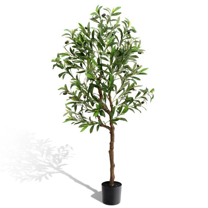 Arbre Artificiel ALIGHTUP, Plante Artificielle Olivier Haute 120cm avec Pot