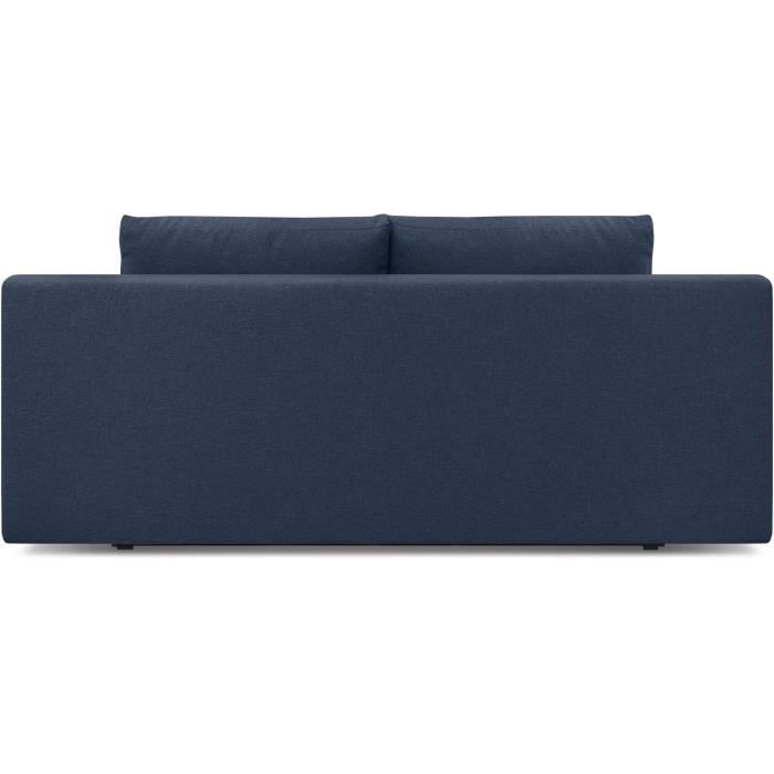 Canapé convertible - 3 places - MIKA - Tissu bleu foncé - Coffre de rangement - L 192 x H 84 x P 93 cm