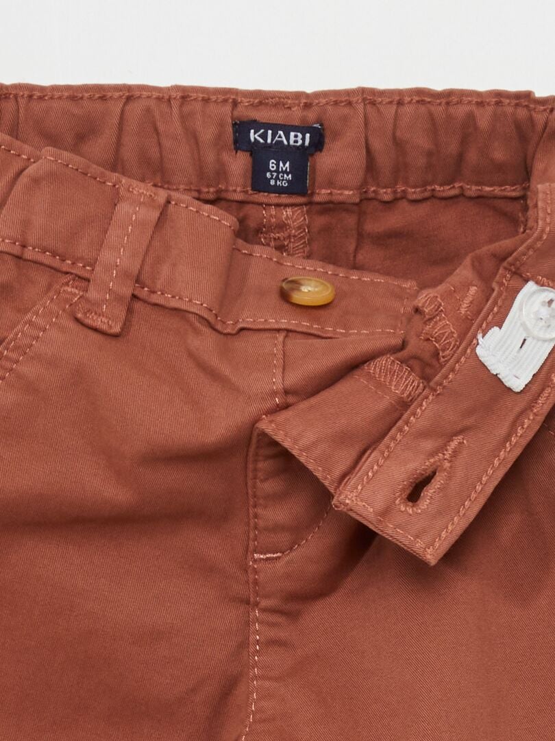 Pantalones chinos de color liso - MARRÓN