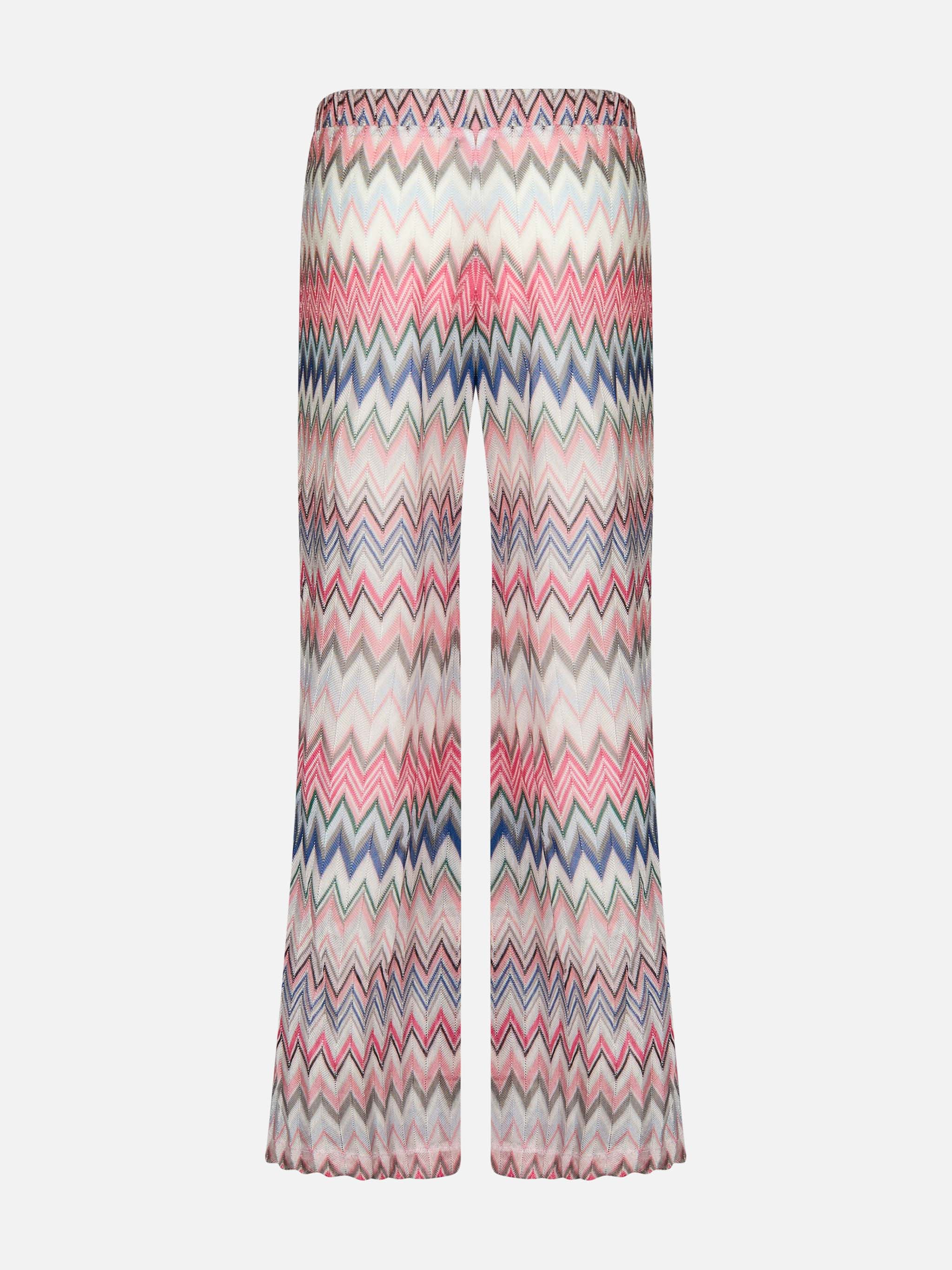 Pantaloni a palazzo in maglia rosa da bambina