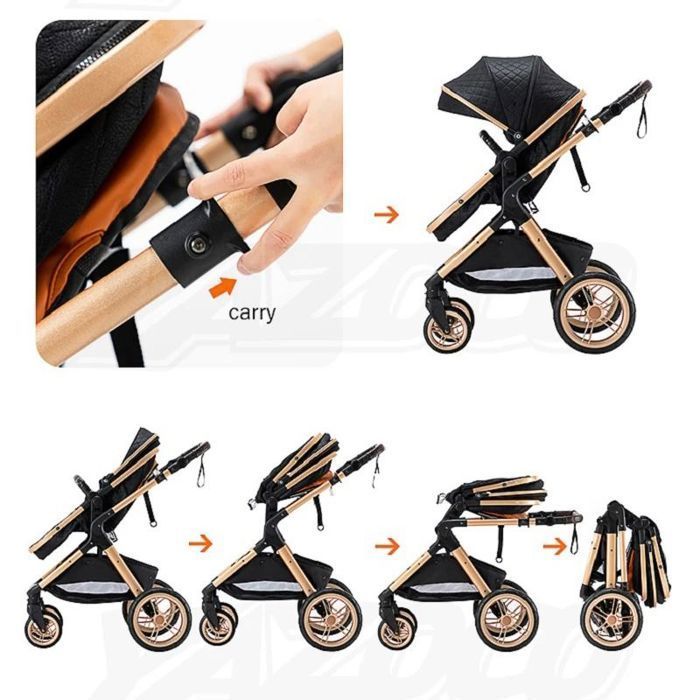 3-in-1 Kinderwagen-Kombination: Babywanne, wendbar, verstellbar, hochwertige, pannensichere Räder, Schiebegriff.blue.bazarland30