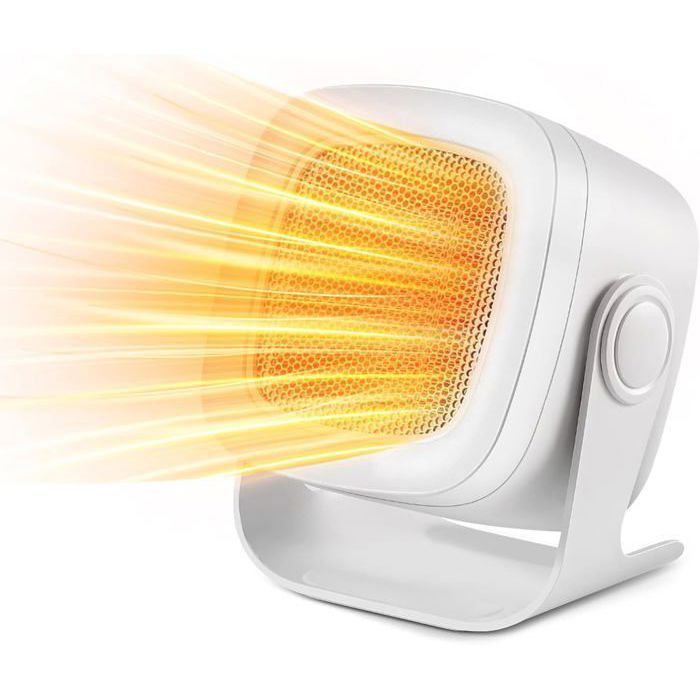 Calefactor con ventilador, mini calefactor eléctrico PTC con oscilación de 90°, calefactor eléctrico con 2 modos, calefactor auxiliar.