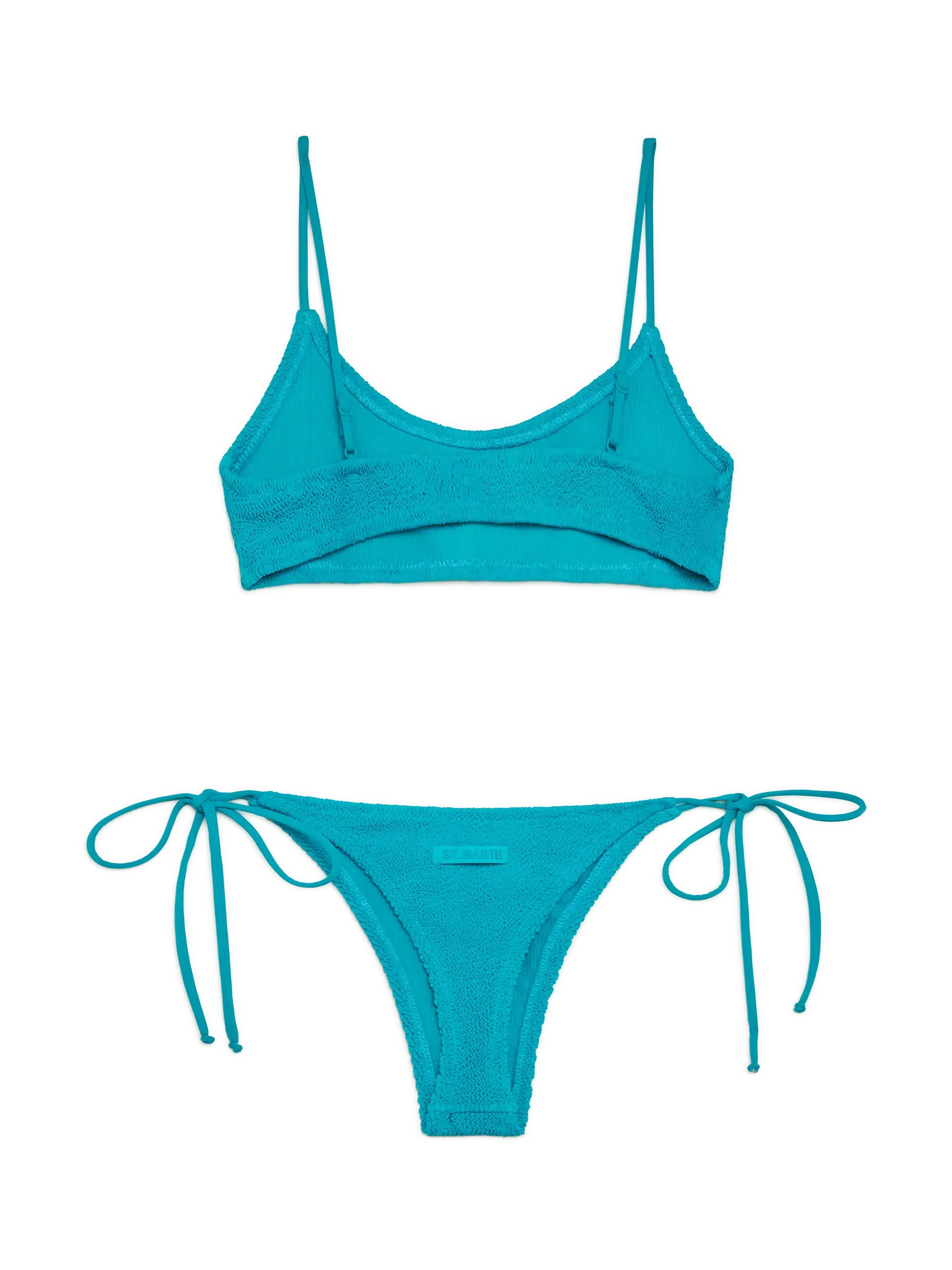 Jusy Norah crinkle bralette bikini in turquoise groen