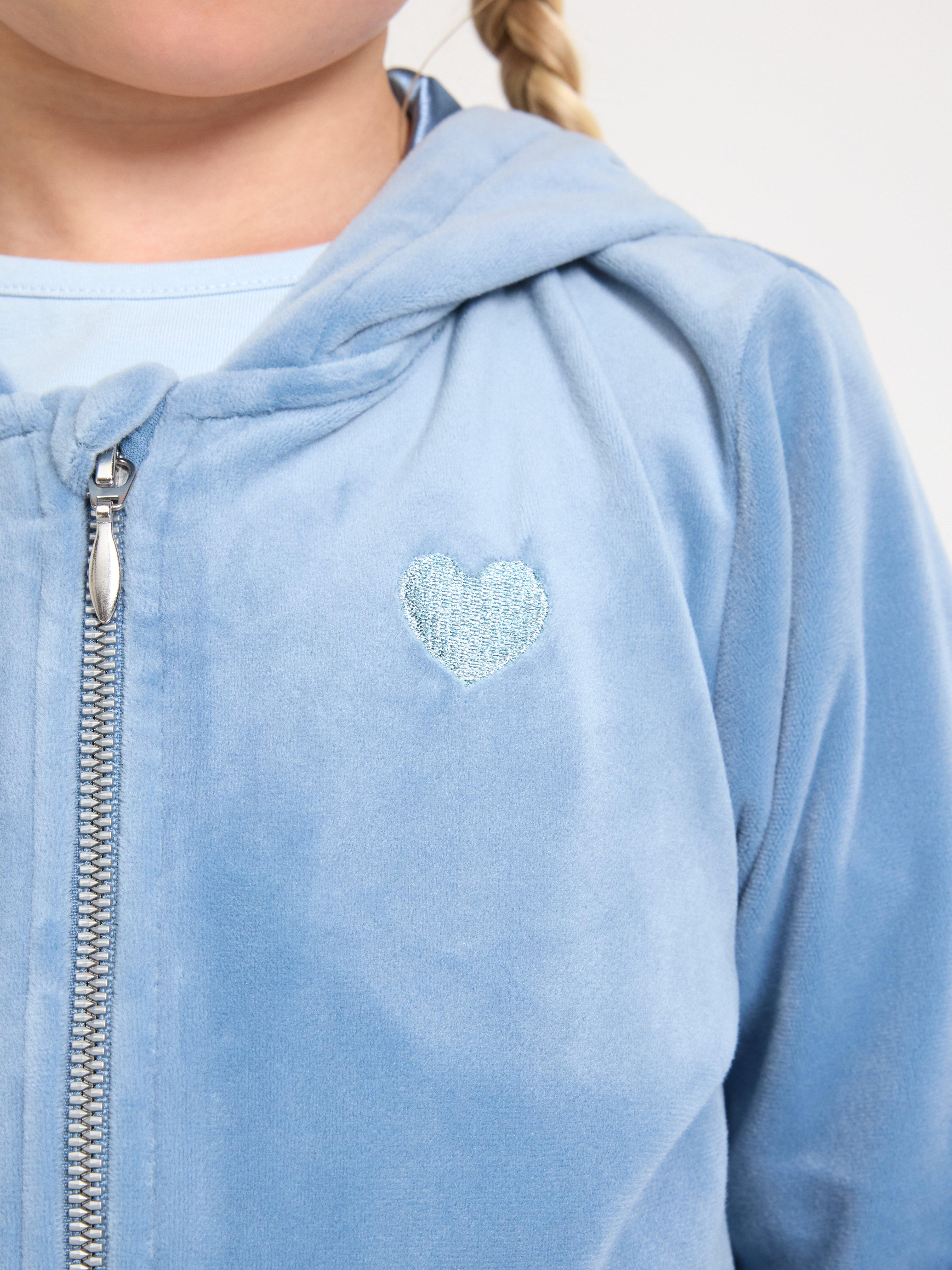 Sudadera con capucha de terciopelo azul claro