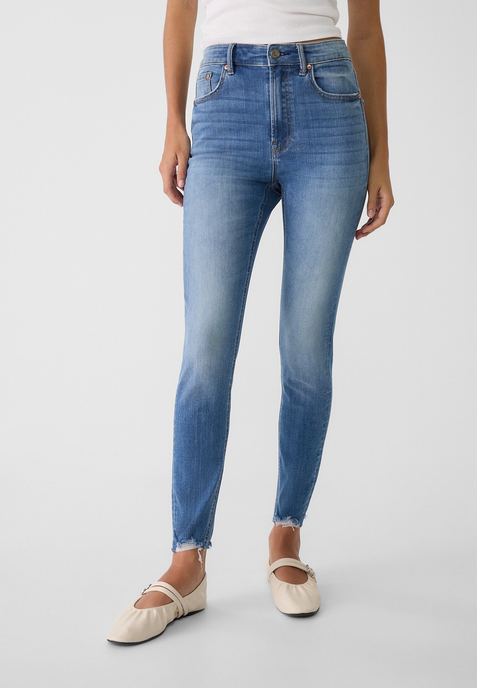 Džíny Stradivarius Skinny Fit - modrá denimová