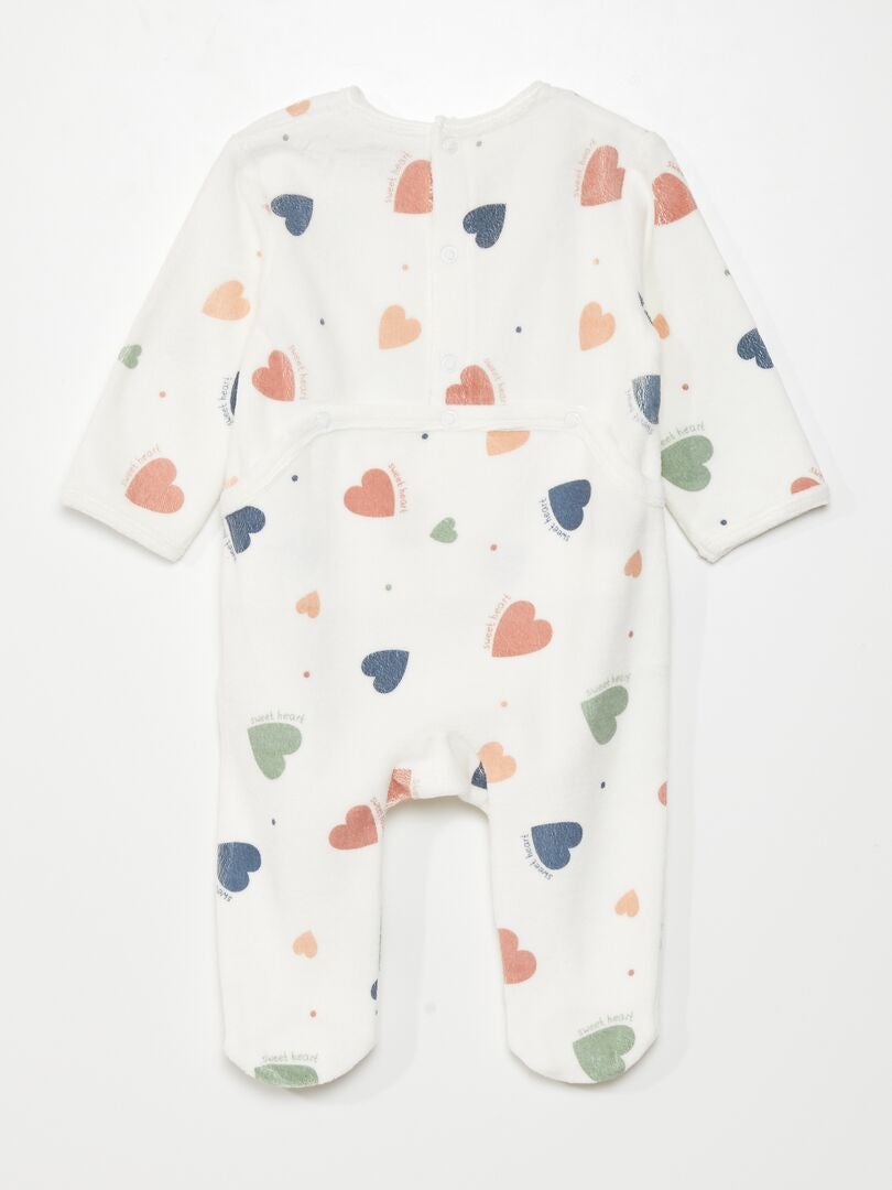 Fluwelen romper - Wit/Hartjes