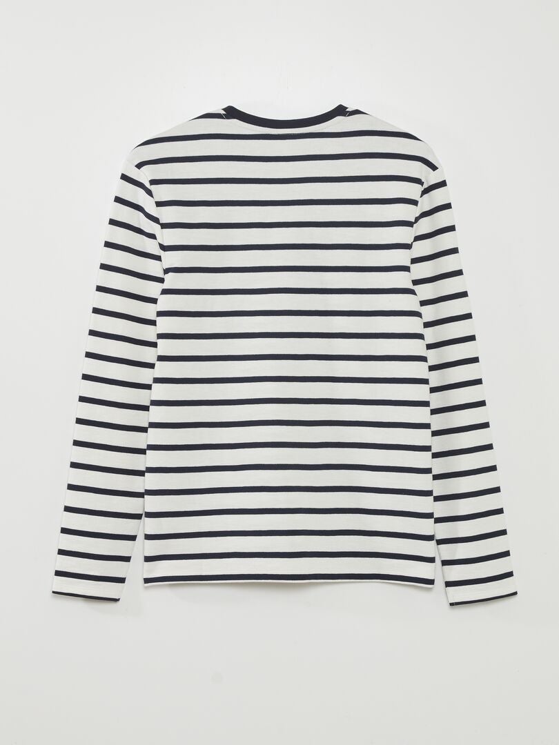 T-shirt met knoopsluiting in matrozenstijl - BEIGE