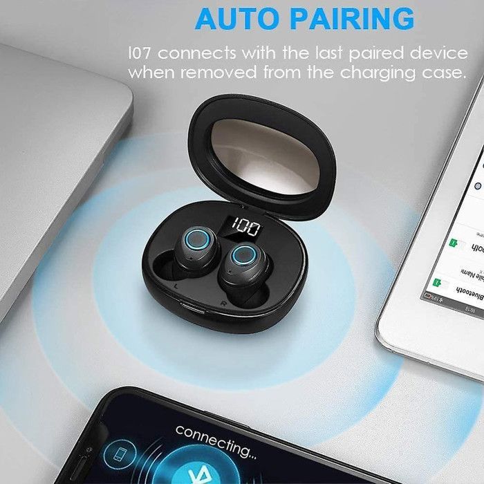 Ecouteur Bluetooth, Ecouteur sans Fil Hi-FI Stéréo IPX6 Etanche, Oreillette Bluetooth 5.0 avec Mini Étui de Chargement Rapide et