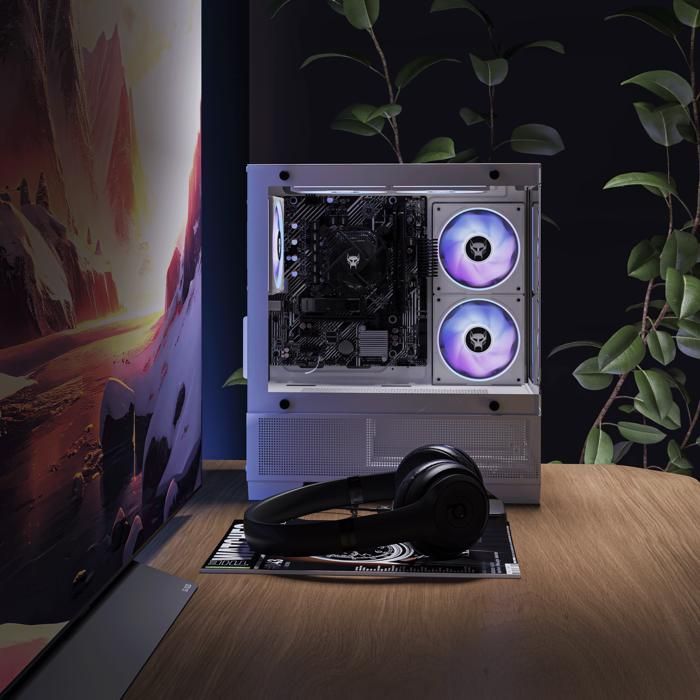 BEASTCOM Q3 Essential Gaming, PC da gaming bianco, AMD Ryzen 5 3400G 4x4.20GHz, RX Vega 11 4K, 16 GB di RAM, SSD da 512 GB, WiFi, Windows 11