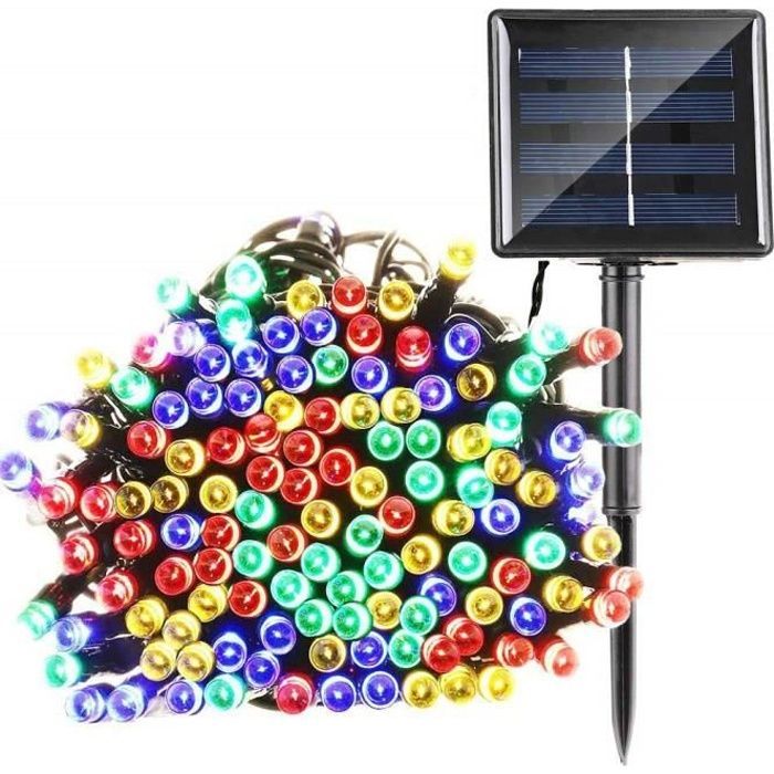 1 unidad de guirnalda de luces solares para exteriores, 20 m, 200 LED, impermeable, 8 modos de iluminación, lámparas decorativas para exteriores.