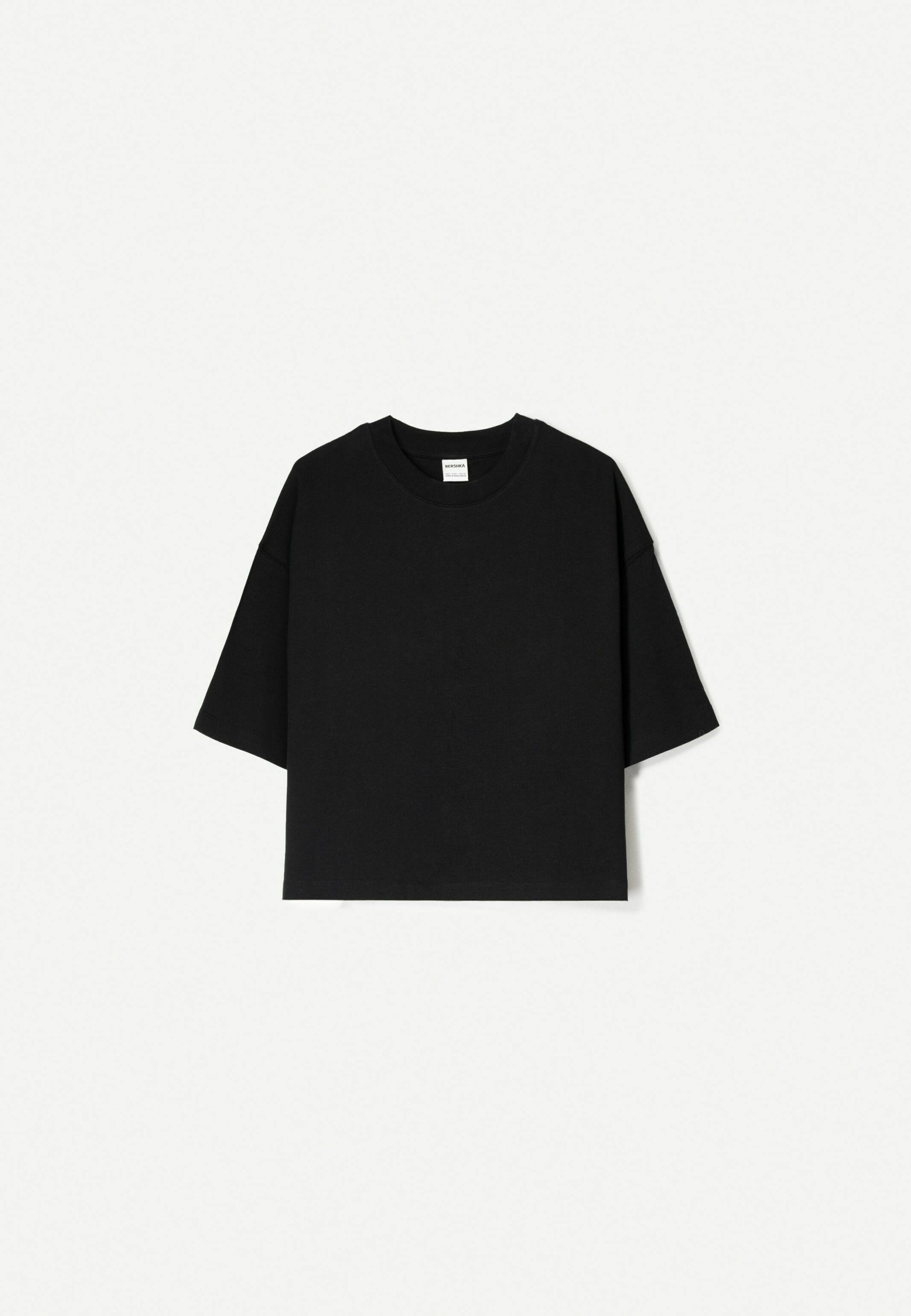 T-shirt basique Bershka à manches courtes et coupe carrée - noir