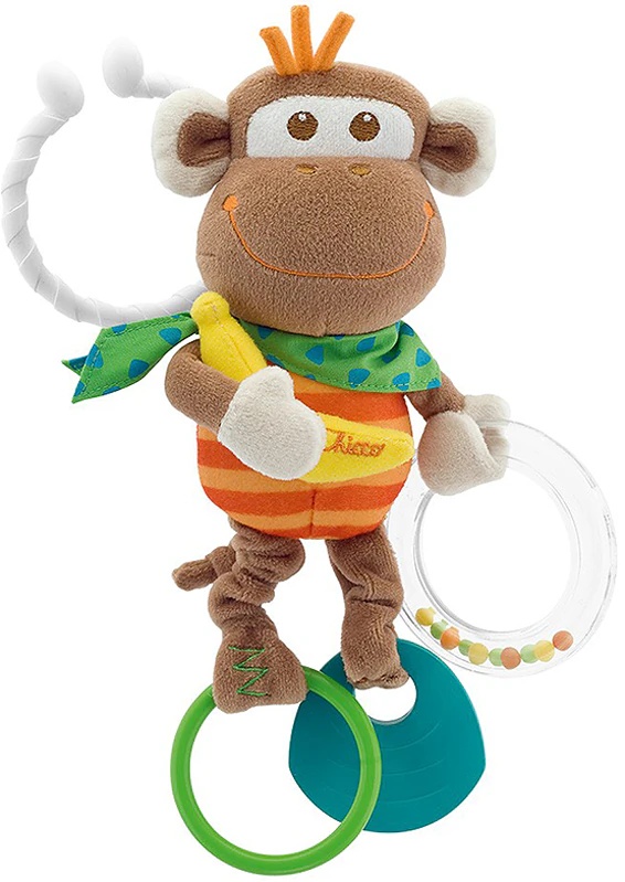 Chicco Baby Senses grizalo z ropotuljico Monkey