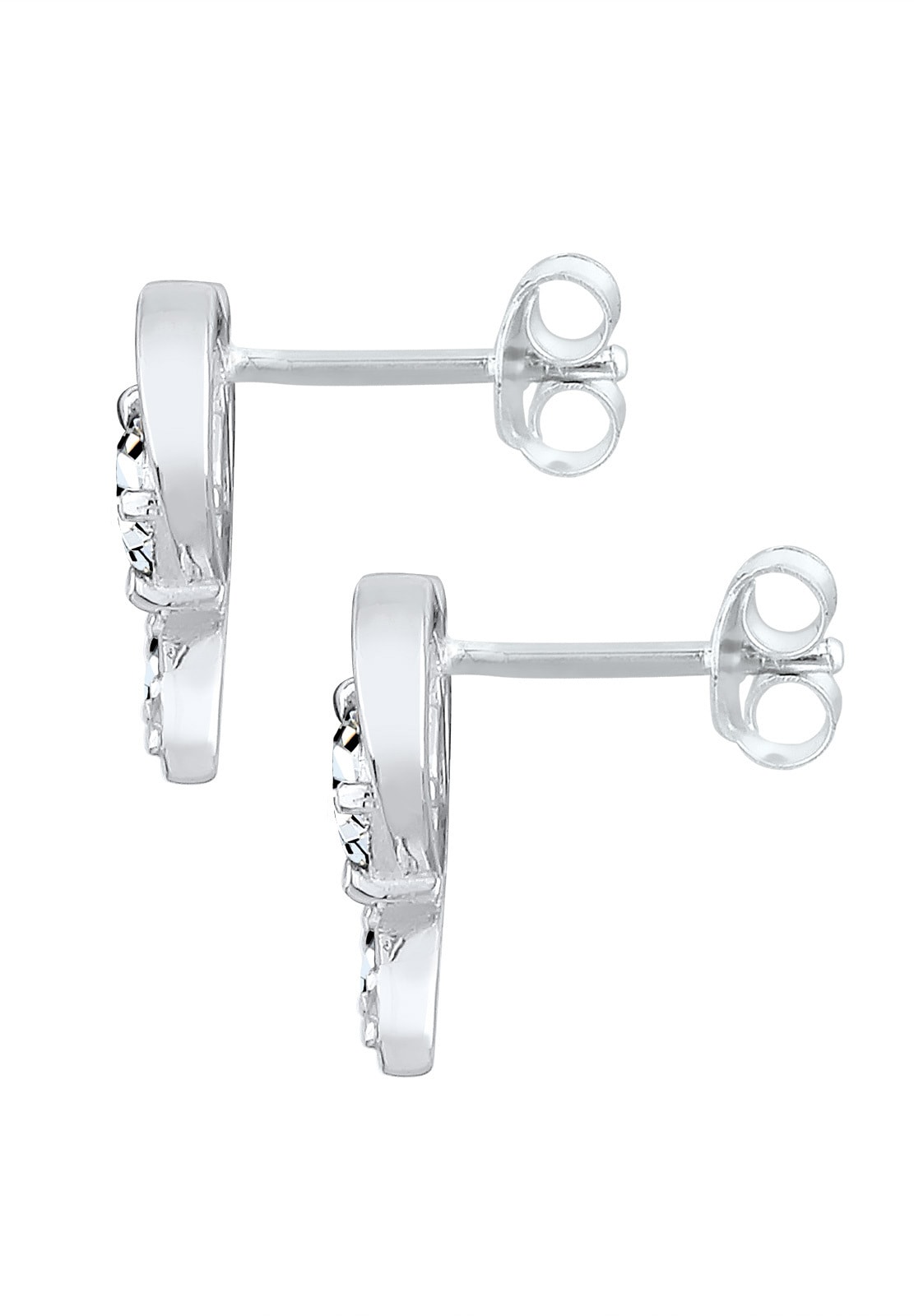 Elli Femmes Clous d'oreilles Cœur avec Cristaux en Argent Sterling 925
