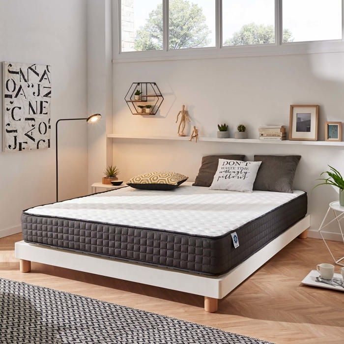 Titanium-Matratze 180 x 200 cm – 24 cm dick – Hochelastischer Memory-Schaum, blauer Latex, hypoallergen – Sommer-/Winterseite – 7 Zonen