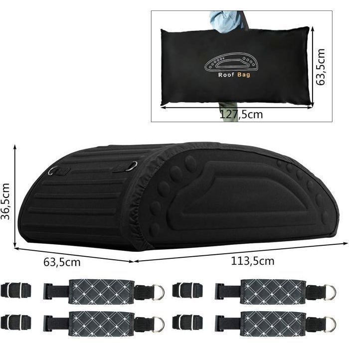 COSTWAY 400L Soft Car Roof Box, Waterproof PE Foam Roof Bag with Heavy-Duty Straps and Carry Bag, Black