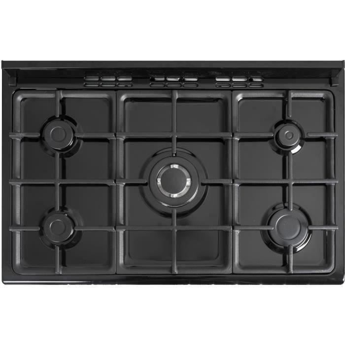 Cuisinière piano gaz 3 fours électriques CONTINENTAL EDISON CECP903FB - 5 feux - Noir - Largeur 90 cm