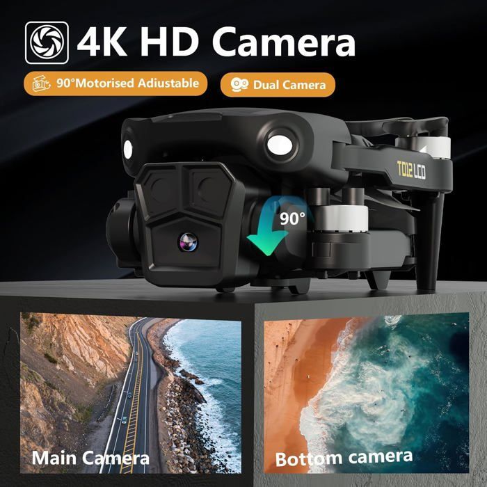 Foldable drone with 4K camera - SUTEO - Transmission on LCD screen - Headless mode - 90° electric tilt