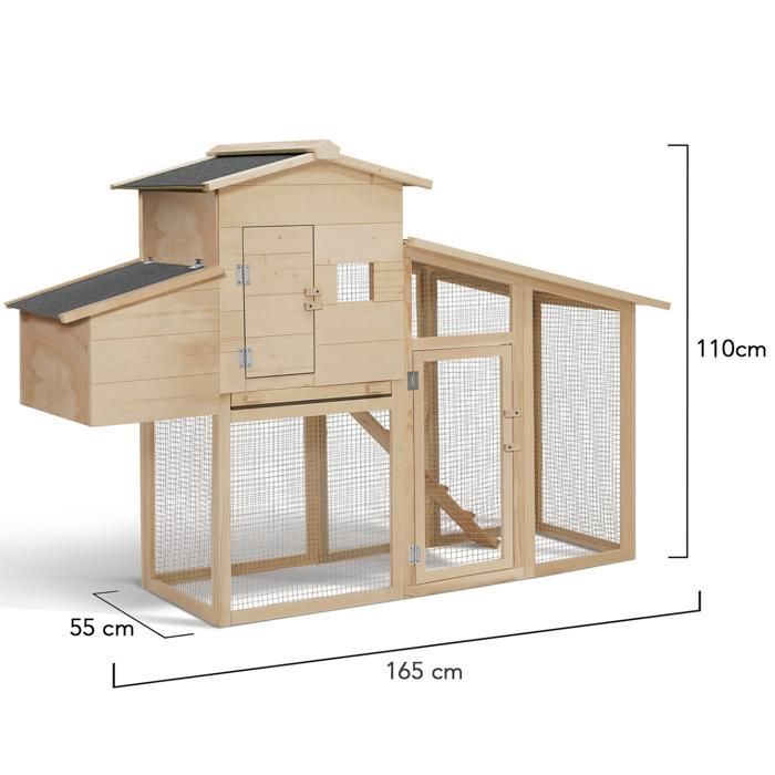 IDMARKET Poulailler COMFORT avec pondoir en bois