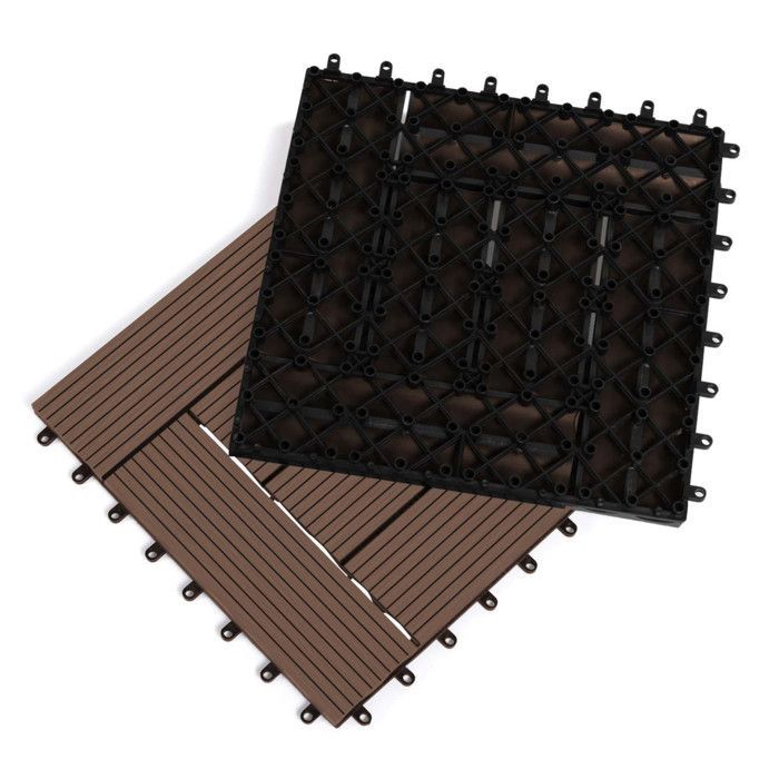 IDMARKET 5 kpl WODHY-ristikkomosaiikkilaattoja, taupe-komposiittipuuta, 30 x 30 cm