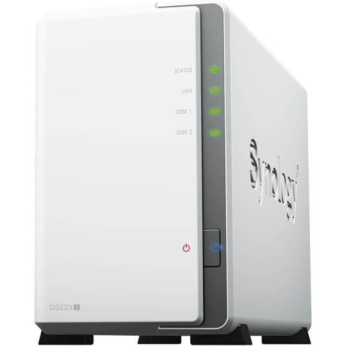 Servidor NAS - SYNOLOGY - DS223J - 2 baias - SATA 6Gb/s - RAID 1 - 1 GB de RAM