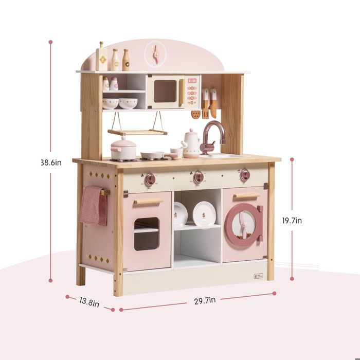 Set da cucina per bambini - ROBOTIME, rosa, stile moderno, regalo ideale per bambini dai 3 anni in su.