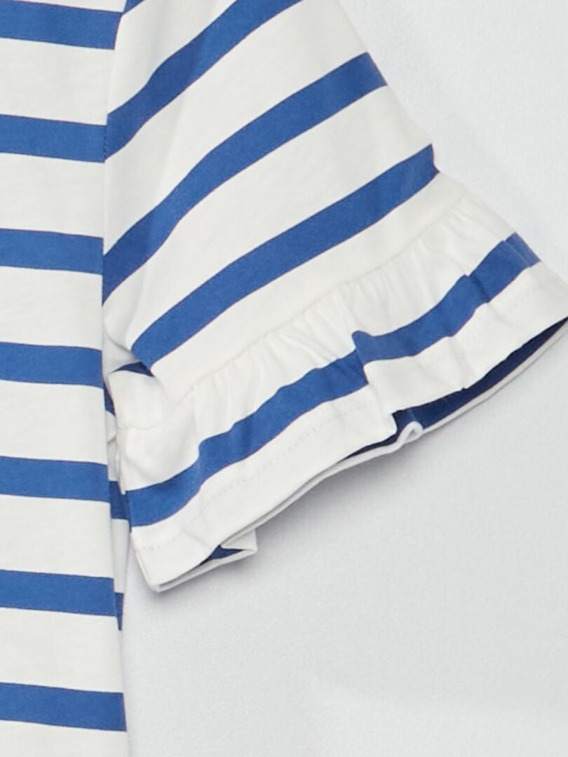 Camiseta con mangas con volantes - AZUL