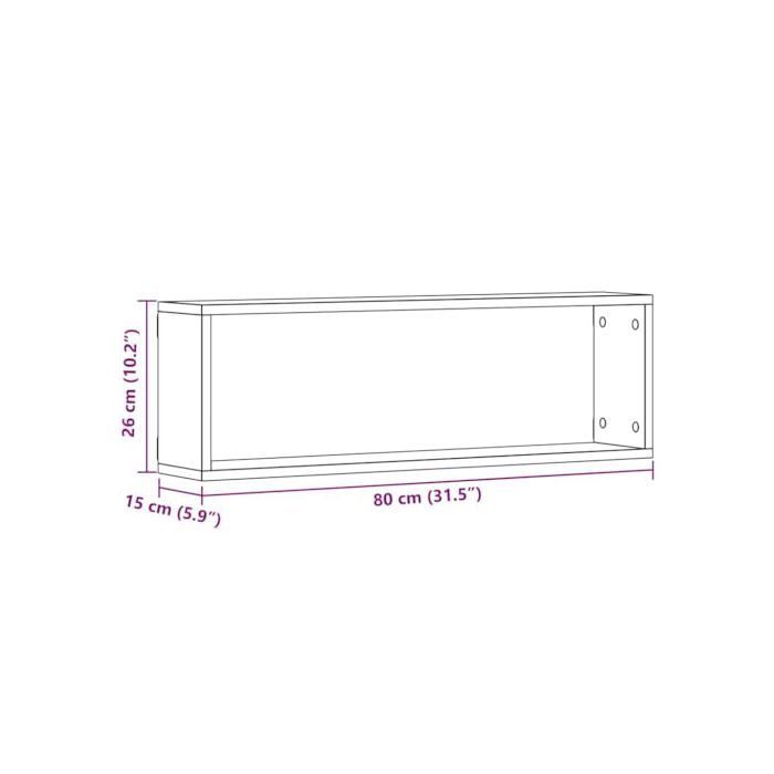 Étagère murale en bois d'ingénierie - vidaXL - 80x15x26 cm - Chêne artisanal - 2 pièces - Montage mural - Durable