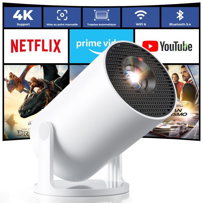 Proyector mini Konsoefuly 4K 2026 HD 720P 20000 Lux WiFi6 BT5.1 Compatible con TV Stick/PC/HDMI/USB/iOS/Android/PS5