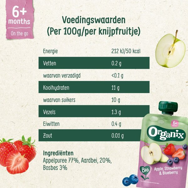 Organix 6+M Samo jabolko, jagoda in borovnica<br>100g