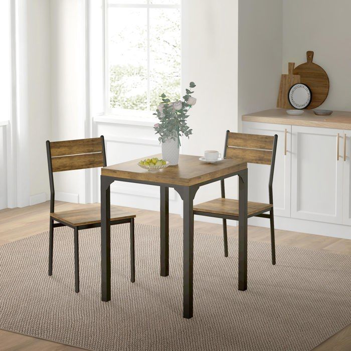 Ensemble table à manger avec 2 chaises encastrables - HOMCOM - pour cuisine salon maison - rustique