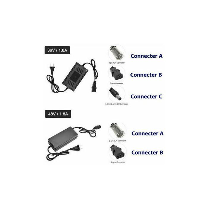 Chargeur de batterie 36V :arrêt automatique complet, vitesse de charge rapide. Convient aux scooters et vélos électriques, etc.
