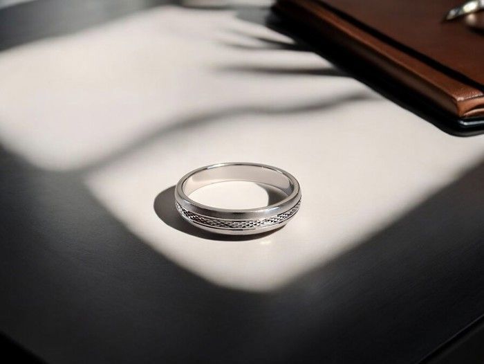 Fede nuziale da uomo in argento sterling 925 rodiato