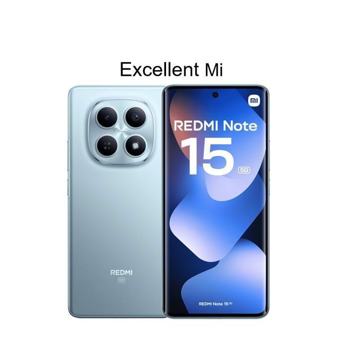 Smartphone Redmi Note 15 5G con 8 GB di RAM e 256 GB di ROM, blu - Venduto da Excellent Mi - Versione europea - Caricabatterie non incluso