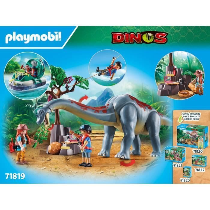 PLAYMOBIL 71819 Brachiosaure, explorateurs, aéroglisseur