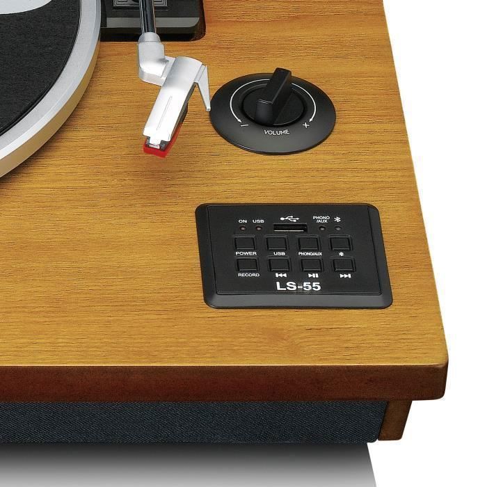 Giradischi - Lenco - Bluetooth, altoparlanti integrati, USB MP3, AUX, 2x5W RMS - LS-55WA - Marrone