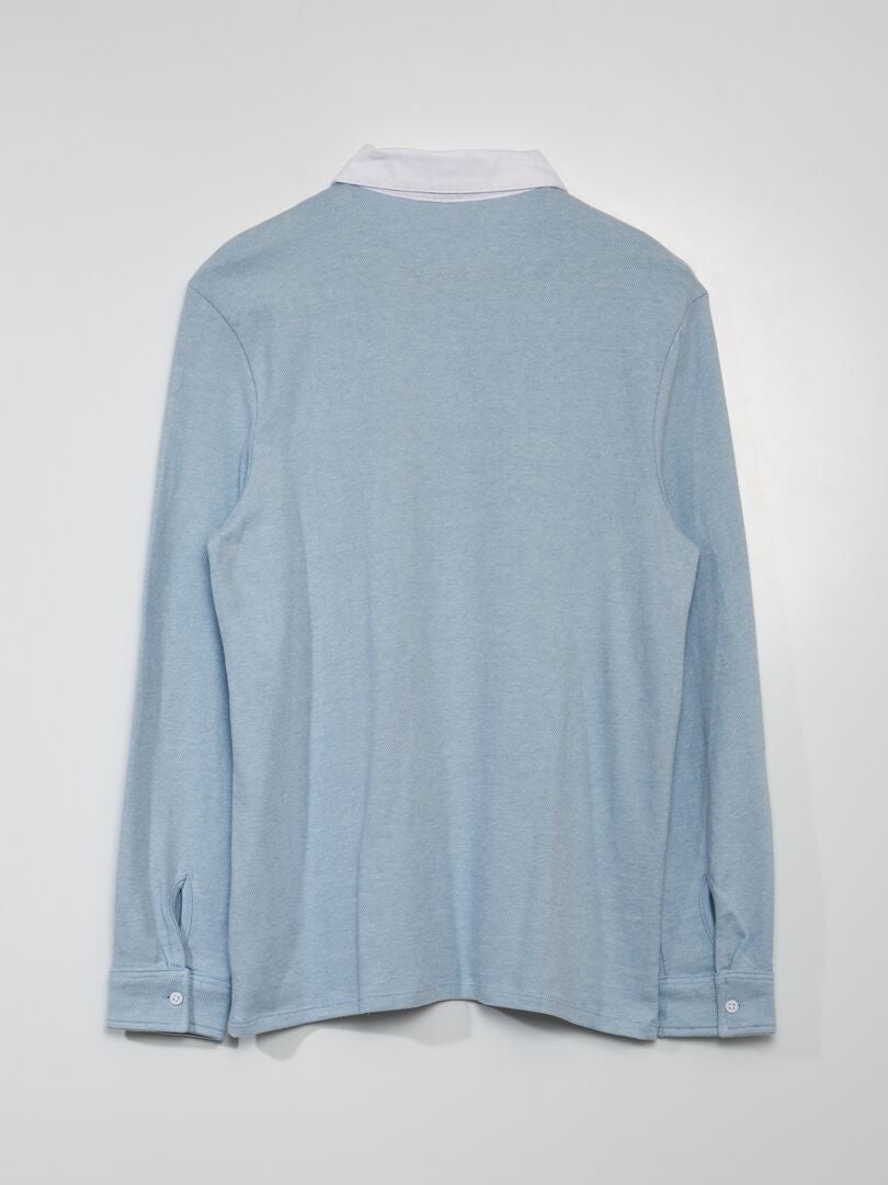 Piqué gebreide poloshirt - BLAUW