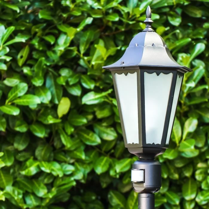 Vloerlamp voor buiten - HOFSTEIN - Fabiano - Bewegingssensor - Matzwart aluminium - Vintage