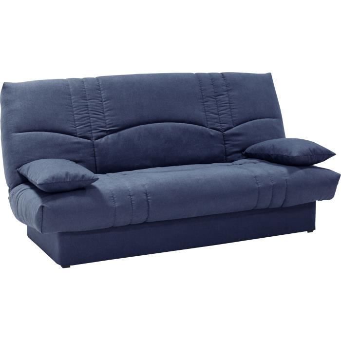 Sofá cama THELMA de 3 plazas - Tela Soro azul oscuro - Superficie para dormir 125 x 190 cm - Ancho 190 x Profundidad 92 x Alto 96 cm