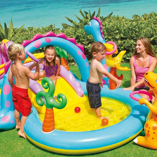 Intex felfújható dinoszaurusz játszótér 302x229x112 cm - 280 L