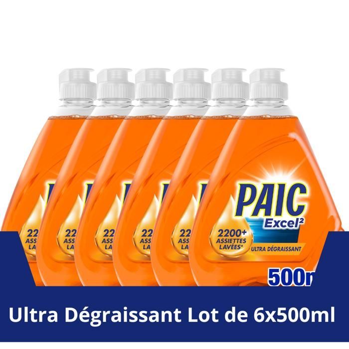 Paic Liquide Vaisselle Excel – Nettoie - Dégraisse – 500ml – Lot de 6