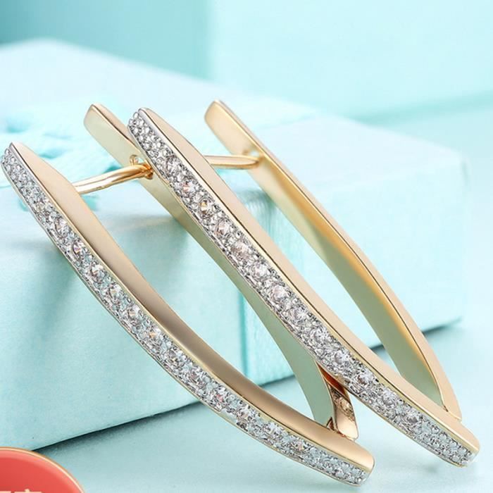 Oorbellen - Champagnegoudkleur - Kubieke zirkonia - 3 mm - 37 mm - Slaapoorbellen