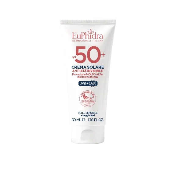 Protetor Solar Facial Antienvelhecimento Invisível Euphidra FPS 50+ 50 ml para pele sensível ao sol