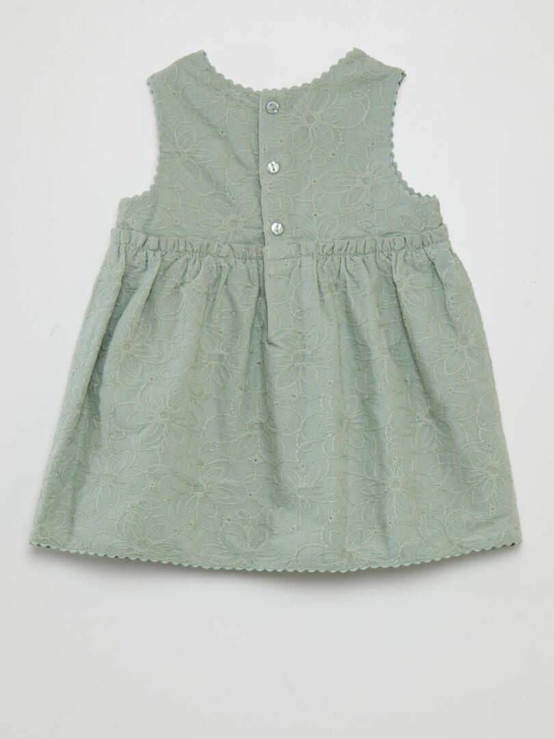 Jurk met Engelse steken - GROEN