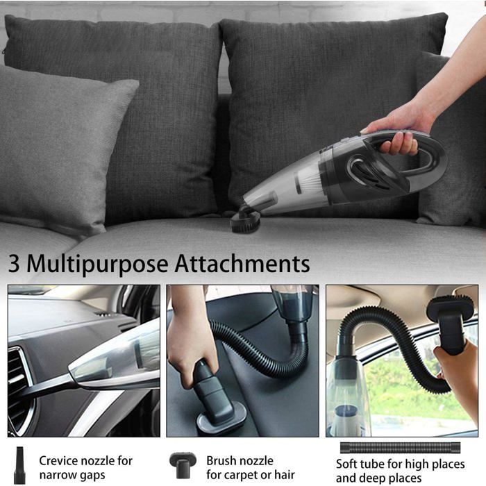 Handheld, cordless, rechargeable, lightweight, portable vacuum cleaner with powerful cyclonic suction for car, wet and dry use