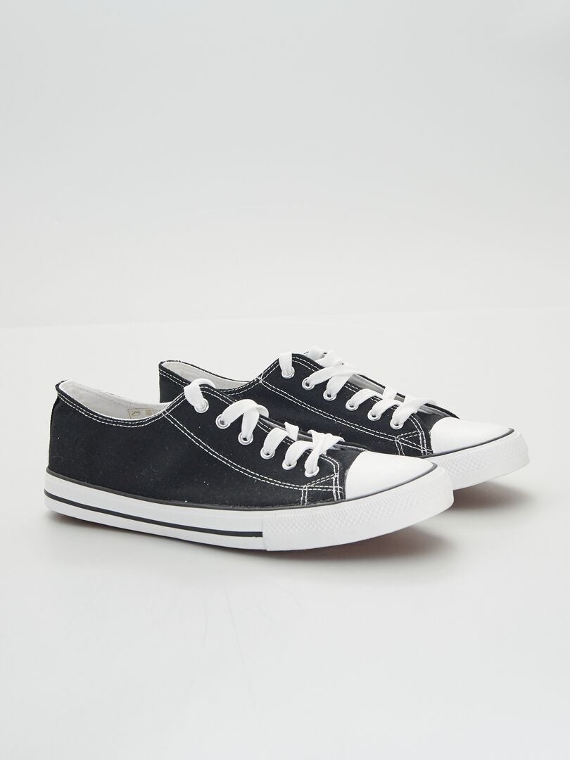 Eenvoudige canvas tennisschoenen - zwart